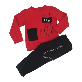 Σετ φόρμες κοκκινη μπλούζα παντελόνι με αλυσίδα